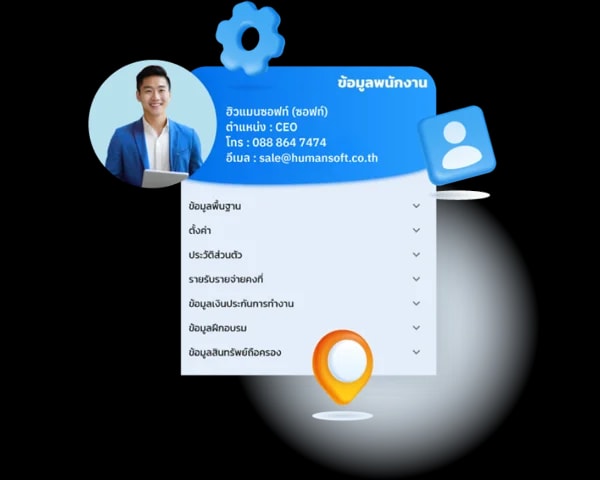 โปรแกรม HR HumanSoft sample screen สิทธิการเข้าถึงข้อมูล green check and orange gear