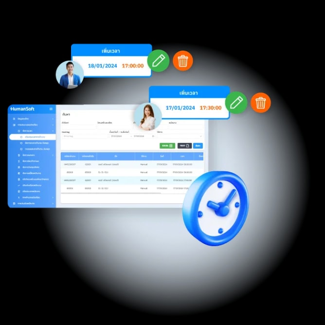 โปรแกรม HR HumanSoft ปรับปรุงเวลาการทำงาน - Improve working hours