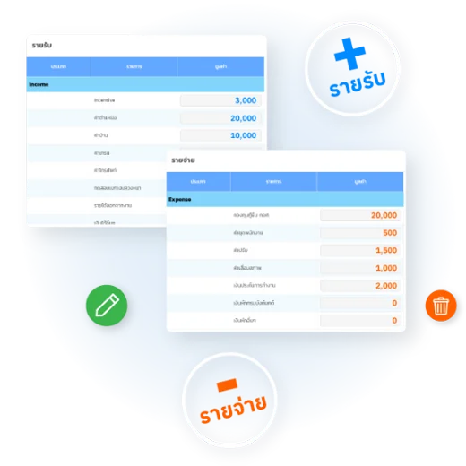 โปรแกรม HR HumanSoft บันทึกรายรับ-รายจ่าย - Income and expense record