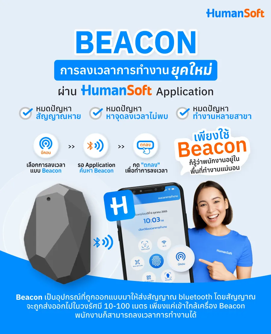 Beacon การลงเวลาทำงานยุคใหม่ผ่าน HumanSoft Application