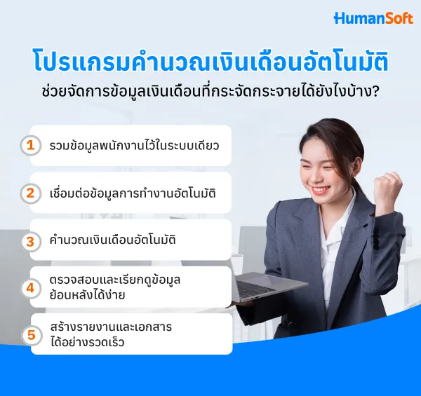 โปรแกรมคำนวณเงินเดือนอัตโนมัติ จัดการข้อมูลกระจัดกระจายได้ยังไงบ้าง? รวมข้อมูล/เชื่อมต่ออัตโนมัติ/คำนวณอัตโนมัติ/ตรวจสอบได้ง่ายสร้างรายงาน